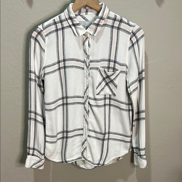 Rails Shirt Hunter White Blush Ash Plaid Button Down Blouse Flannel Western Top - Picture 1 of 12